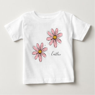 Trendige Daisy Blush Pink Ink Art Baby T-shirt