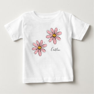 Trendige Daisy Blush Pink Ink Art Baby T-shirt