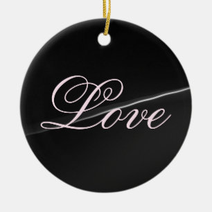 Trendige Dark Grey Wave Liebe Hochzeits-Kalligrafi Keramik Ornament
