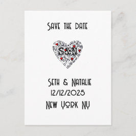 trendige Doodle-Liebe Save the Date Postkarte