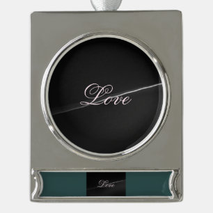 Trendige dunkelgraue Wellenliebe-Hochzeits-Kalligr Banner-Ornament Silber