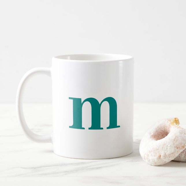 Trendige Elegant-Initial-Monogram-Vorlage Aquamari Kaffeetasse (Mit Donut)