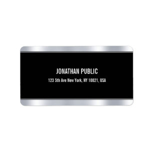 Trendige Elegante Moderne Glamour Schwarz und Silb Adressaufkleber