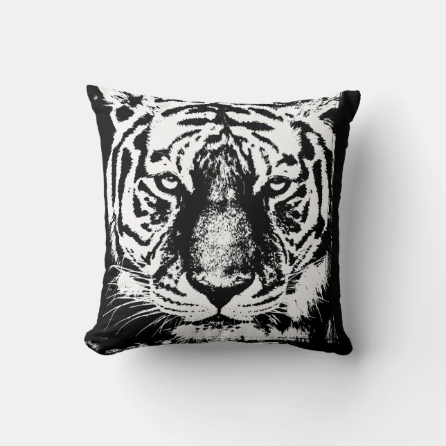 Trendige Elegante Pop Art Tiger Head Modernes Temp Kissen (Vorderseite)