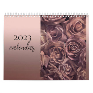 trendige elegante Rose Gold mit Blume 2023 Kalender