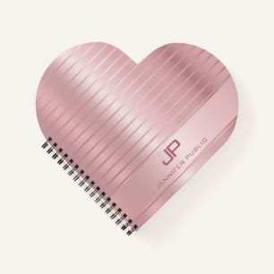 Trendige Elegante Rose Gold Template Monogram Mode Notizbuch