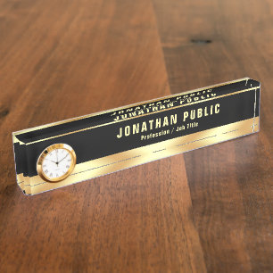 Trendige elegante Vorlage mit Uhr Luxus Namensplakette