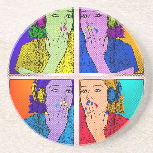 Trendige Farben für Retro Art Design Getränkeuntersetzer (Vorne)