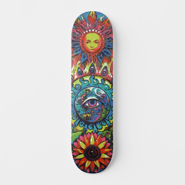 Trendige farbenfrohe abstrakte psychedelische 3. A Skateboard (Vorderseite)