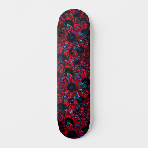 Trendige farbenfrohe abstrakte rosa Sonnenblumen Skateboard