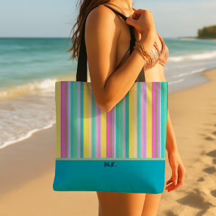 Trendige farbenfrohe Sommer-Streifen-Tasche