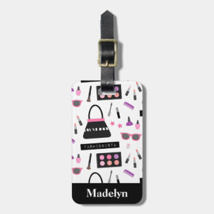 Trendige Fashionista-Make-up Mädchen Name Gepäckan Gepäckanhänger