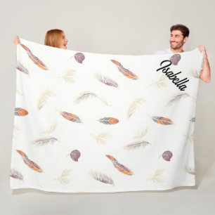 Trendige Federn Luxus-Boho-Kollektion Fleecedecke