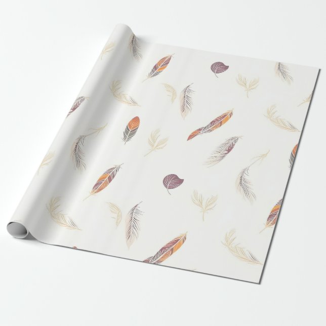 Trendige Federn Luxus Boho Kollektion Geschenkpapier (Ungerollt)