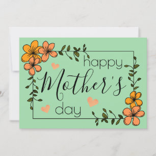 Trendige floral orange grüne frohe Muttertag Karte