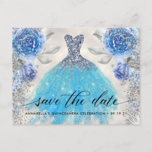 Trendige florale Foto-Quinceañera-Save-the-Date-Po Postkarte