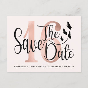 Trendige Foto-Süße-16-Save-The-Date-Postkarte Postkarte