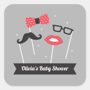 Trendige Fotoautomaten-Requisiten Baby Shower Aufk Quadratischer Aufkleber