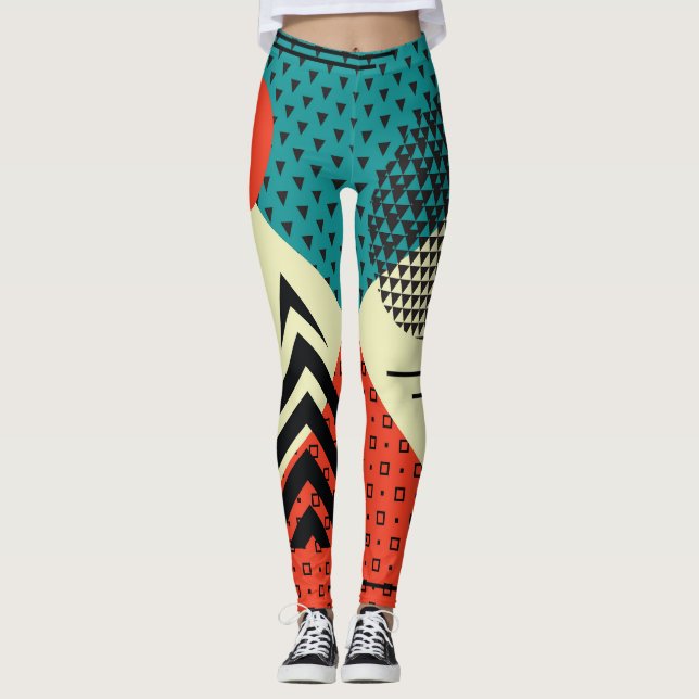 Trendige geometrische Elemente, Retrostil. Leggings (Vorderseite)