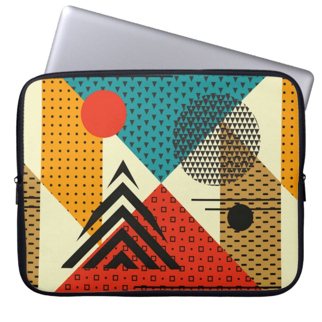 Trendige geometrische Elemente. Retrostil, PA Laptopschutzhülle (Vorderseite)