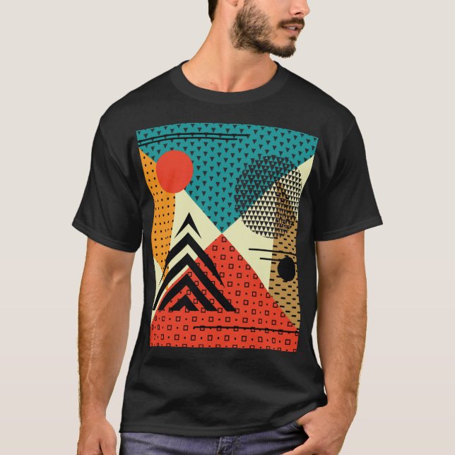 Trendige geometrische Elemente, Retrostil. T-Shirt (Vorderseite)