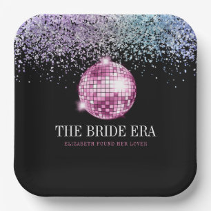 Trendige Glitter Disco Braut Era Junggesellinnenab Pappteller