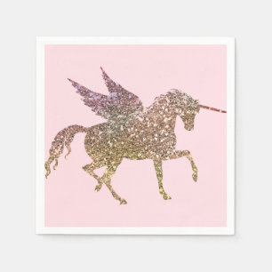 Trendige Gold Glitter Funkeln Einhorn Geburtstagsf Serviette