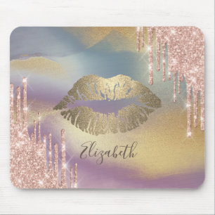 Trendige Gold Glitzer Lips, farbenfroh, Glitzer Tr Mousepad