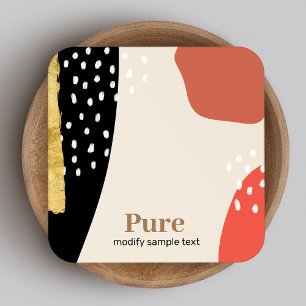 Trendige Gold Pinsel Moderne Abstrakte Kunstformen Quadratische Visitenkarte