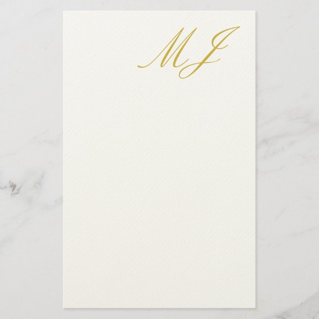 Trendige Goldfarbene Monogramm-Minimalist-Moderne Briefpapier (Vorderseite)