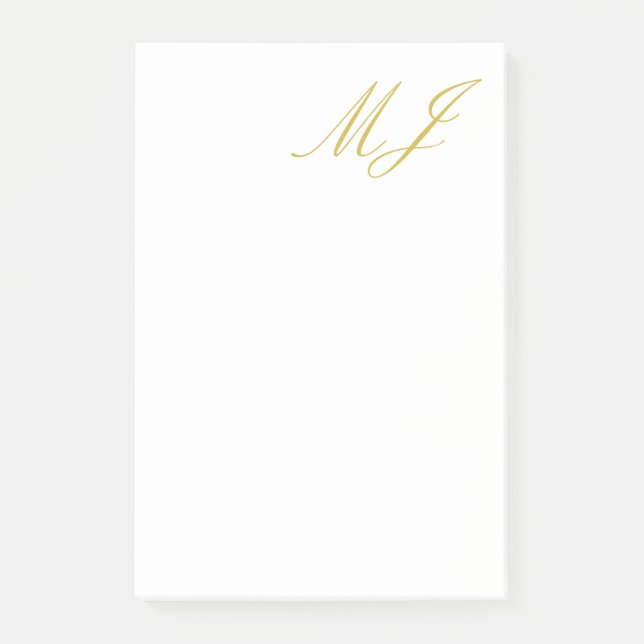 Trendige Goldfarbene Monogramm-Minimalist-Moderne Post-it Klebezettel (Vorderseite)