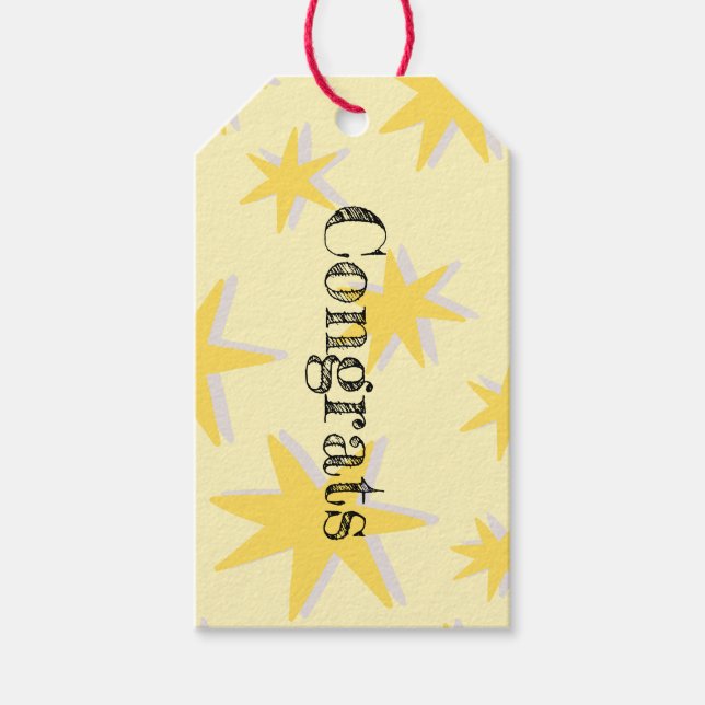 Trendige Gratulation Senfhintergrund Retro Geschenkanhänger (Vorderseite)
