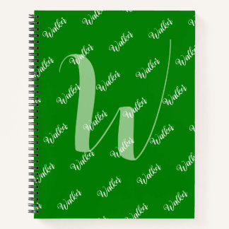 Trendige grüne Farbe - Anfangsbuchstabe monogrammi Notizbuch