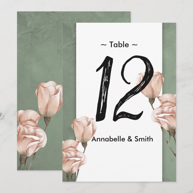 trendige grüne Tischnummer (Vorne/Hinten)