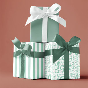 Trendige grüne Typografie Mädchen Script Baby Show Geschenkpapier Set