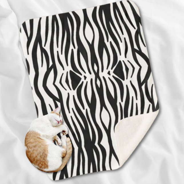 trendige, gürtnisch schicke schwarz-weiße Zebrastr Sherpadecke (trendy girly chic black and white zebra stripes sherpa blanket)