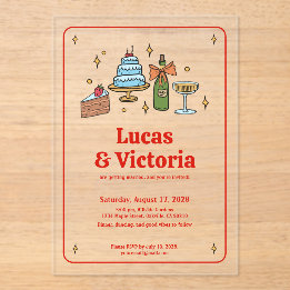 Trendige handgezeichnete kühne rote fantastische H Acryleinladungen