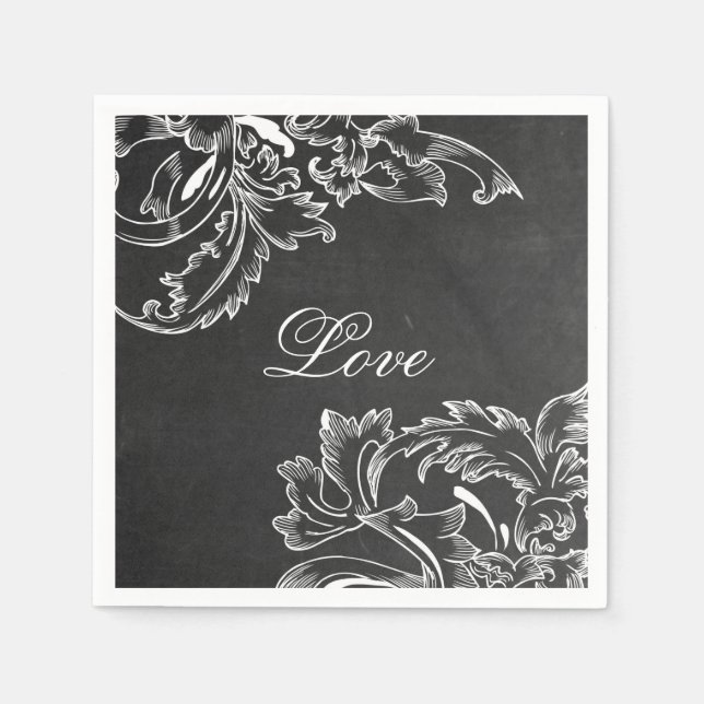 trendige handgezeichnete schwarze Pappkreideeffekt Serviette (Vorderseite)