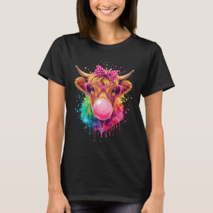 Trendige Highland-Kuh-Kunst Kuh Kaugummi, Sonnen T-Shirt