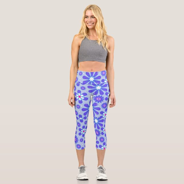 Trendige hippy-Blume Thema Capri Leggings (Vorderseite)
