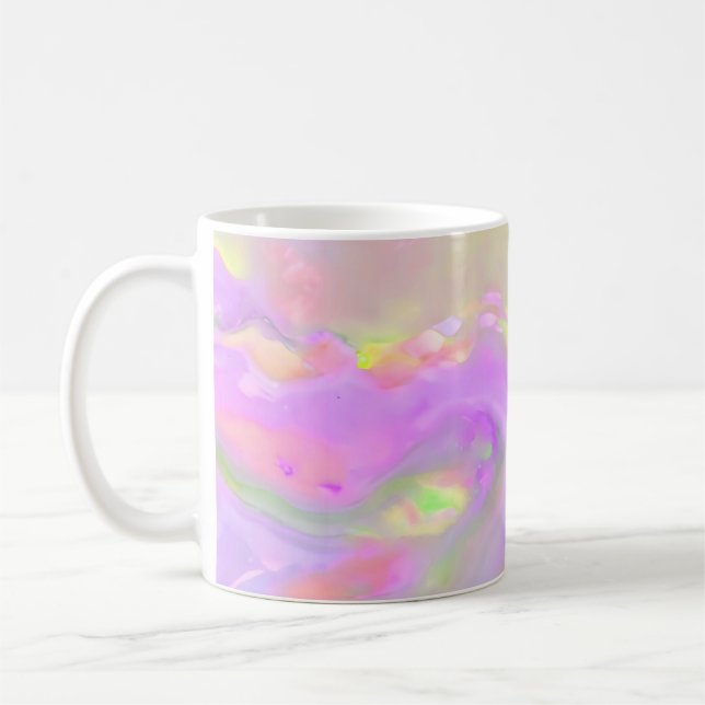 Trendige hübsche farbenfrohe abstrakte Wellen Kaffeetasse (Links)