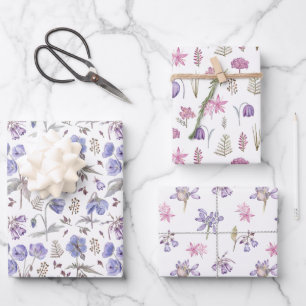 Trendige Hübsche Wildblumen Blumengarten Muster Geschenkpapier Set