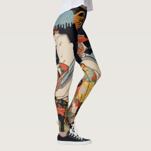 Trendige japanische Vintag Art Geisha Asian Colorf Leggings