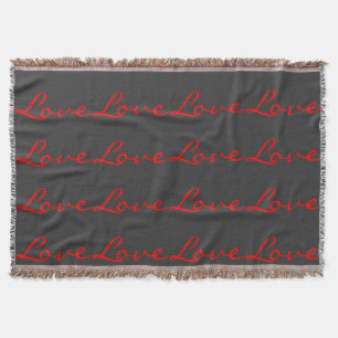 Trendige Kalligrafie Grau Rot Liebe Hochzeit Decke