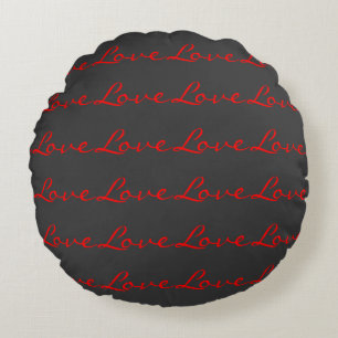 Trendige Kalligrafie Grau Rot Liebe Hochzeit Rundes Kissen