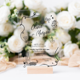 Trendige Kritzel-Gekritzel-Skript-Hochzeit Acryleinladungen