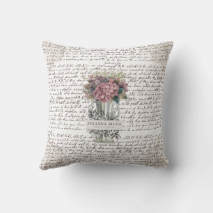 Trendige Lettering im Schriftstil Vintage-Blumen Kissen