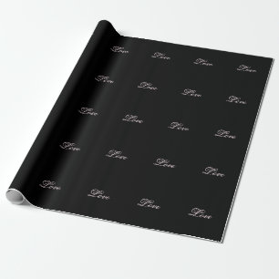 Trendige Liebeshochzeit Kalligrafie Schrift Schwar Geschenkpapier