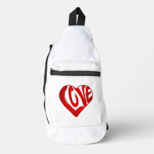 Trendige Liebestypografie Rot Und Weiß Crossbody Bag