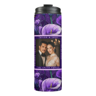 Trendige lila Calla-Lilien Fantasy Elegante Hochze Thermosbecher